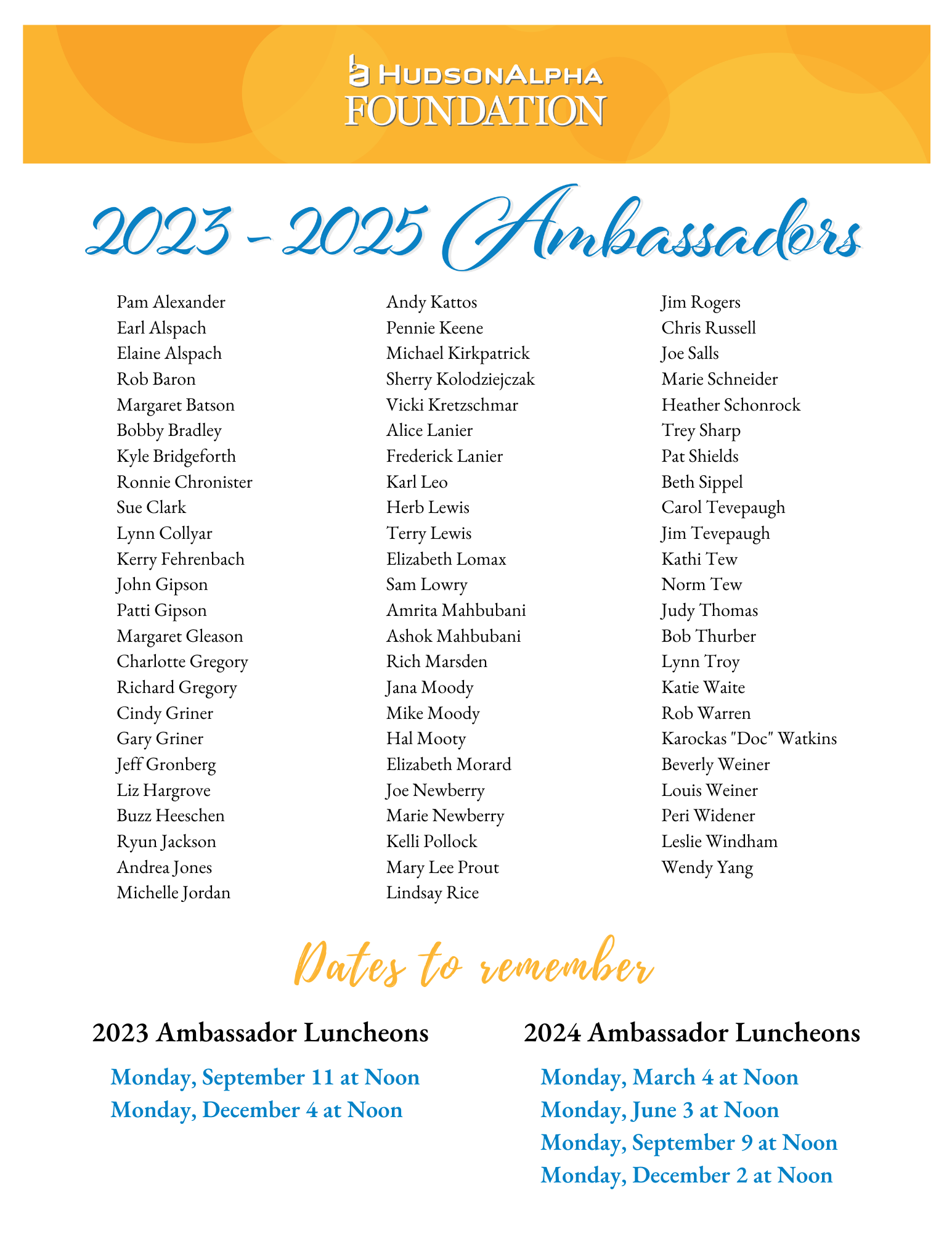 2023 - 2025 HudsonAlpha Foundation members list